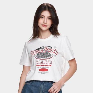 Imagem de Camiseta Colcci Casual Feminina, Off white, G