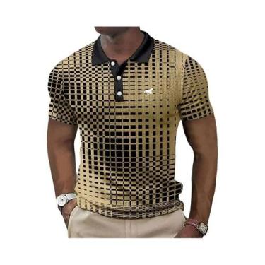 Imagem de Nova tendência masculina verão manga curta moda casual camisa polo. - 