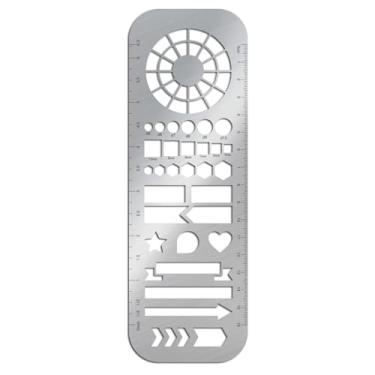 Imagem de ORIGACH Modelo de marcador de livro de metal com escala, modelo de pintura de aço inoxidável, estêncil de aço inoxidável para diário, agenda, gravação, artesanato, 7 × 20 cm