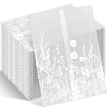 Imagem de Fullhawl 100 peças de jaquetas de velino de casamento a granel para convites de 13 x 18 cm, kit de acessórios para convites de casamento, papel de velino, enchimento de envelopes, forros para chá de