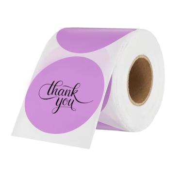 Imagem de PATIKIL 500 etiquetas térmicas redondas, adesivos coloridos circulares de 7 cm para impressão térmica, escritório, decoração de casa, diário, lista de tarefas, caderno de viagem, roxo