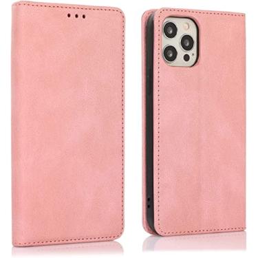 Imagem de MURVE Capa para iPhone 13/13 Mini/13 Pro/13 Pro Max, capa protetora para telemóvel carteira flip capa protetora à prova de choque com suporte para cartão alça de pulso (cor: rosa, tamanho: 13pro 6,1