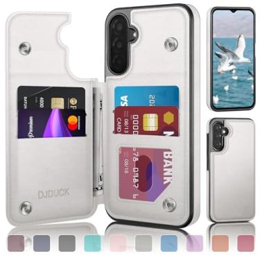 Imagem de DJDUCK Capa carteira projetada para Samsung Galaxy A17 5G com suporte para cartão, [capa de fecho magnético] [proteção de couro com bloqueio de RFID] à prova de choque feminina e masculina para