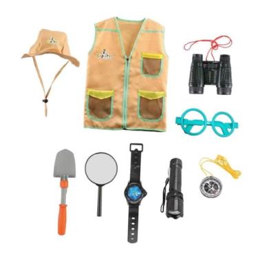 Imagem de Fancyes Kits infantis de aventura ao ar livre, colete infantil explorador e conjunto de chapéu para meninos de 3 a 7 anos