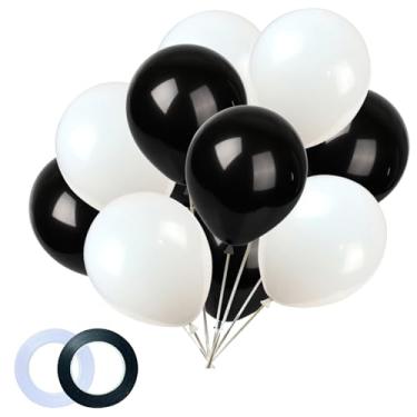 Imagem de Balões brancos e pretos, 60 balões de látex de 30 cm, para festas de casamento, aniversário, chá de bebê, decorações de festa de Natal