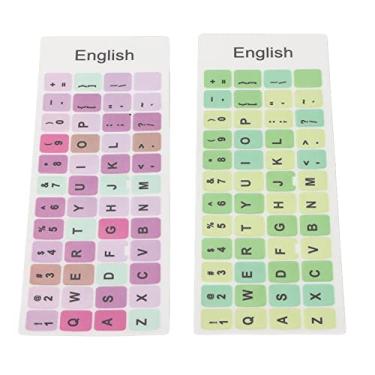 Imagem de Generic Adesivos de Teclado Inglês Revestimento Impermeável Colorido para Teclados de Laptop 2pcs Material de PVC (C)