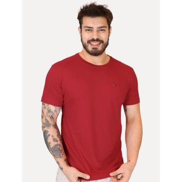 Imagem de Camiseta Tommy Hilfiger Masculina Essential Cotton Vermelho Escuro-Masculino