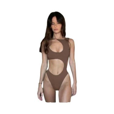 Imagem de Macaquinho Feminino Sexy Sem Mangas Com Recortes, Maiô De Verão De Cin