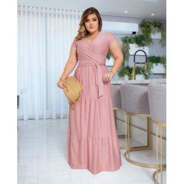 Imagem de Vestido Longo Plus Size Três Marias Moda Feminina, Rosê, G1