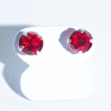 Imagem de Brinco Ponto de Luz Zircônia Rubi 5mm Prata 925 136804 - Varejo