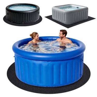 Imagem de Grefinity Tapete redondo para banheira de hidromassagem de 228 cm de diâmetro, almofada inflável para uso externo - tapete protetor de piso extragrande, impermeável, à prova de vazamento e lavável
