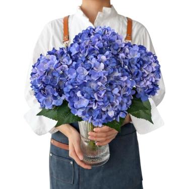 Imagem de JINWOE 4 peças de flores artificiais azuis para dama de honra, decoração de mesa de casamento, arranjo de festa em casa (jacinto)