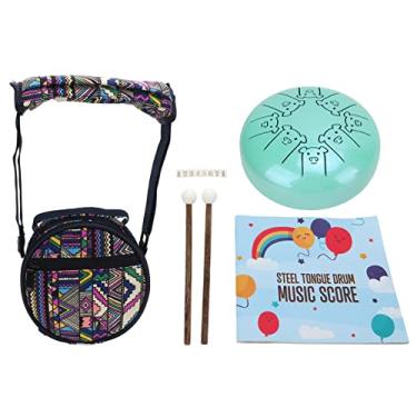 Imagem de Tambor de língua 5,5 pol. 8 notas Chakra Tank Alloy Animal Pattern Instrumento de percussão presente para meditação Yoga Desempenho Aprendizagem Aço Ti Alloy Cor ciano Tamanho