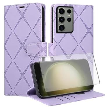 Imagem de Asuwish Capa de telefone para Samsung Galaxy S23 Ultra 5G Capa carteira com protetor de tela de vidro temperado PU couro sintético flip suporte para cartão de crédito celular S23Ultra 23S S 23 23Ultra