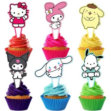 Imagem de Kitty Birthday Party Supplies, 24PCS Cupcake Toppers Decorations for Kawaii Party Supplies Decor