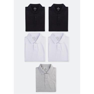 Imagem de Kit 5 Camisas Polo Básica Masculina Manga Curta Hering-Masculino