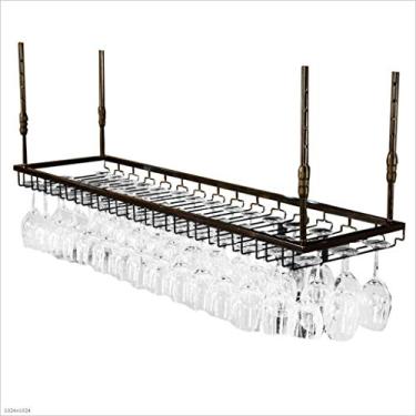 Imagem de Prateleira Suporte de parede para garrafa de vinho Suporte de garrafa e vidro Suporte de vinho rústico Rack de armazenamento de parede preto 120 * 40 cm