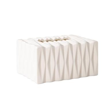 Imagem de Caixa de lenços de cerâmica de luxo leve moderna para casa sala de estar guardanapo criativo dispensador facial de mesa (branco, grande)