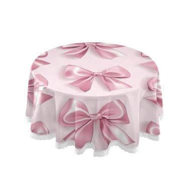 Imagem de Qilmy Toalha de mesa redonda de palmeira de treliça verde, 152 cm, resistente à água, à prova de derramamento, capa de mesa grande para jantar de reunião de família em ambientes internos e externos