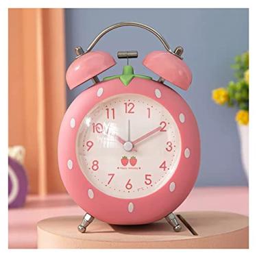 Imagem de Despertador para quarto, despertador, sino duplo, casa, mesa, despertador, mesa, analógico, silencioso, com luz noturna, relógio de mesa (rosa)