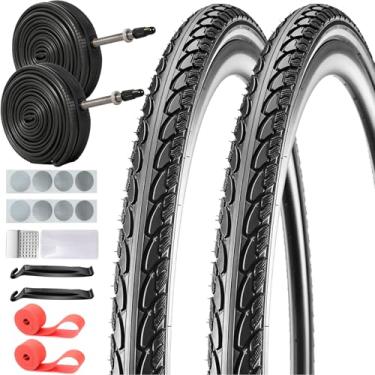 Imagem de SIMEIQI Pacote com 2 pneus e tubos de bicicleta de estrada 700X35C (preto, 700 x 35)