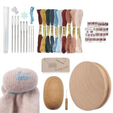 Imagem de Kit de Cerzir Para Meias,Disco de Remendo com 9 Agulhas Incluídas - Ovo de Cerzir em com Passador de Linha e 10 Cores de Linhas de Costura para Reparo de Roupas | Para Adultos,