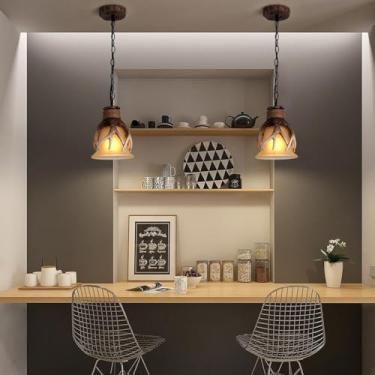Imagem de Lustres de fazenda vintage, luminárias de teto E27, luminária pendente com chifres, luminária industrial rústica, altura ajustável para iluminação de sala de jantar, ilha de cozinha, quarto