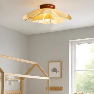 Imagem de Luminária de teto LED, lustre moderno em acrílico com soquete E27, luminária de teto embutida para sala de estar, amarela, para quarto, corredor, escritório, cozinha, sala de jantar (40 cm)