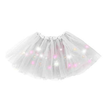 Imagem de Saia tule tutu led carnaval festa colorida fantasia - RPires, Branco, 