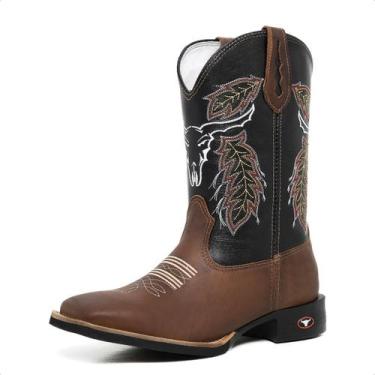 Imagem de Bota Texana Country Couro Legitimo Cano Longo Forrada em Couro - JNA S