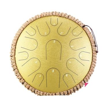 Imagem de Itanium Steel Língua Tambor Vazio Percussão Pandeiro Musical Profissão 15 Notas 33 cm D Tons Handpan (cor dourada)