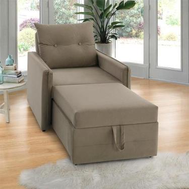 Imagem de Poltrona Icaria 3 em 1 Poltrona Chaise Cama 85cm Estofama, Bege