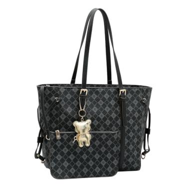 Imagem de Kit Bolsa Feminina Grande Chenson Monograma Luxo Shopping (Preto)