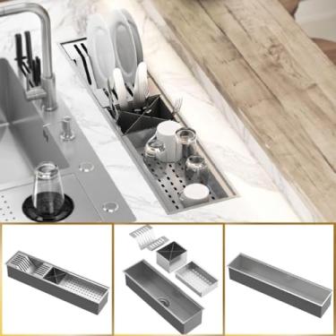 Imagem de Cuba Para Cozinha Gourmet Quebec Quadrada 60cm Aço Inox 304 com Cesto Escorredor GoldenX