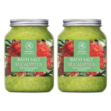 Imagem de Sal marinho com óleo essencial de eucalipto - conjunto de sais de banho 2 x 1,304 g - sal marinho aromático para banho e uso em spa doméstico - Cuidados com o corpo
