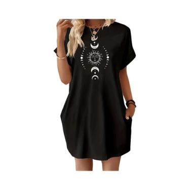 Imagem de Vestido Casual De Verão plus Size Para Mulheres Com Estampa De Sol, Lu