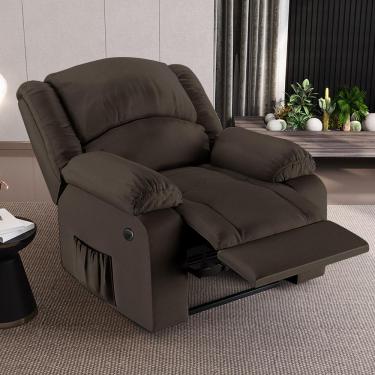Imagem de Poltrona do Papai Reclinável Sala de Cinema Madrid Power Elétrica Massagem USB PU Marrom  G23