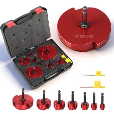 Imagem de Kit de alargador de tubo de PVC de lâmina dupla 1/5.1 cm, 3/10.2 cm, 1-1/10.2 cm, 1-1/2'', 5.1 cm, 7.6 cm, 10.2 cm, alargador de encaixe de tubo de plástico ferramenta de encanamento em brocas padrão