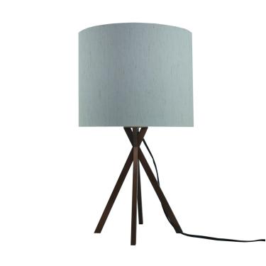 Imagem de Abajur Base Madeira Cobre E Cúpula Tecido Linho Branco