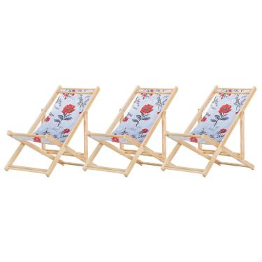 Imagem de Kit 3 Cadeira Espreguiçadeira Dobrável S-b-cinza Floral