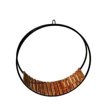 Imagem de Cadeira Balanço Ninho Suspenso Aço E Madeira Area Externa