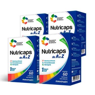 Imagem de Kit 04 Nutricaps A A Z Vitaminas 100% Idr Maxinutri 60 Caps