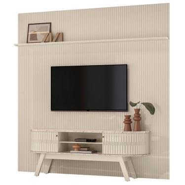 Imagem de Painel Bancada Tv 75 Polegadas 245x238 Cm Laguna Madetec Calacata Off White