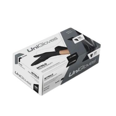 Imagem de Luva Descartável Nitrilo Preta Sem Pó Unigloves Tamanho P
