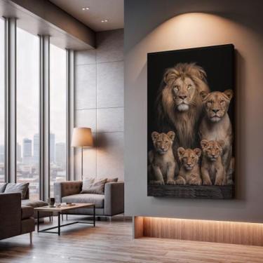 Imagem de Quadros Decorativos Leão Majestoso 40x60 Moderno Luxo Sala Quarto Escr