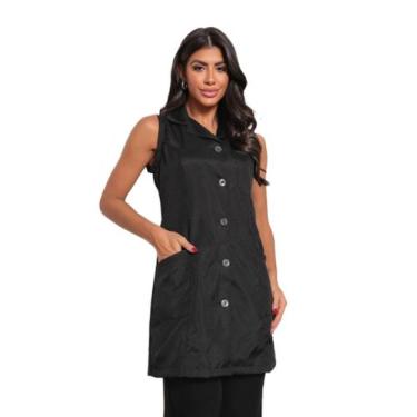 Imagem de Jaleco Feminino Regata Preto Oxford Normandia - Gardenia Jalecos, EG