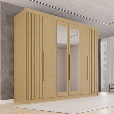 Imagem de Guarda-roupa Casal com Espelho 100% Mdf 6 Portas 6 Gavetas Granada Premium Jequitiba