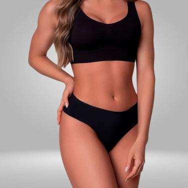 Imagem de Calcinha Selene Microfibra Corte Laser Básica Sem Costura Corte Fio 21000