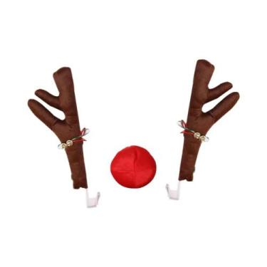 Imagem de Kit De Decoração De Natal Para Carro Com Chifres De Veado E Nariz Verm