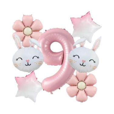 Imagem de Balões Rosa Fosco De Margarida E Coelho, 7pçs/conjunto, Decoração De F